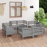 VidaXL Set mobilier de grădină, 9 piese, gri, lemn masiv de pin