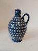 Carafa Vintage Ceramica Westerwald Boleslawiec Pictata Manual Albastru Cobalt Stoneware Inaltime 18cm Vas Decorativ Traditonal European Colectie Arta
