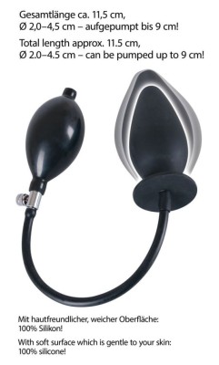 Plug anal gonflabil negru True Black Inflatable Dildo Butt Plug (11,5 cm) foto