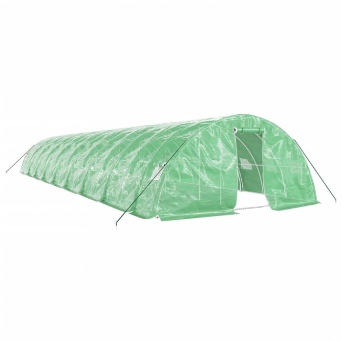 Sera cu cadru din otel, verde, 90 m&sup2;, 18x5x2,3 m