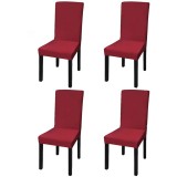 Cumpara ieftin Huse de scaun elastice drepte, 4 buc., rosu bordo
