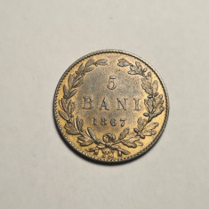 5 bani 1867 Watt Piesa Frumoasa de Colectie