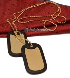 Lant Inox Auriu Placute ARMY, 70cm, 42gr - Bijuterie Barbati/Femei, Stil Militar