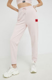 HUGO pantaloni femei, culoarea roz, uni 50455983