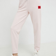 HUGO pantaloni femei, culoarea roz, uni 50455983