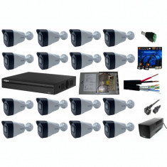 Kit 16 camere supraveghere 8MP 4K Smart IR 80m + DVR 16 canale 8MP 4K Dahua + Sursa + Cablu + Mufe + UPS Cadou foto