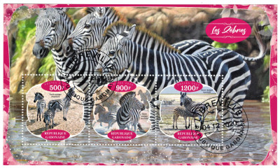 GABON 2020 - Fauna, Zebre / set complet colita + bloc foto