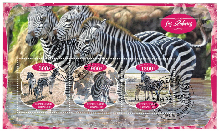 GABON 2020 - Fauna, Zebre / set complet colita + bloc