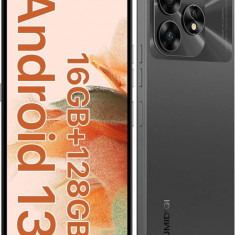 Telefon mobil UMIDIGI A15C Space Gray, 4G, 6.7 FHD, 16GB RAM (8GB + 8GB extensibili), 128GB ROM, Android 13, Unisoc T606, NFC, 5000mAh, Dual SIM