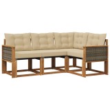 vidaXL Set de canapele de exterior cu pernă 4 pcs Natural și Bej 3381917