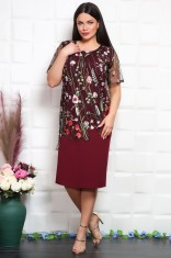 Rochie de ocazie Darina cu broderie florala bordo - 48Marimea