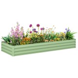 Outsunny Bara de flori &icirc;nălțată din oțel, Fund deschis, Asamblare ușoară, 241L x 90,5L x 30H cm, Verde | Aosom Romania