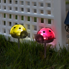 Lampa Solara LED tip Buburuza pentru Gradina, Multicolore, 8x6x16 cm foto