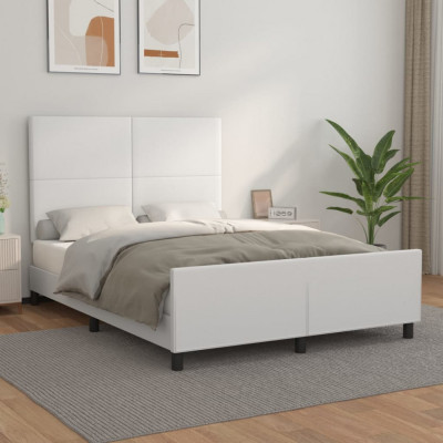 Cadru de pat cu tablie, alb, 140x190 cm, piele ecologica GartenMobel Dekor foto