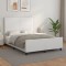 vidaXL Cadru de pat cu tăblie, alb, 140x190 cm, piele ecologică