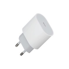 Incarcator compatibil Apple 20W Fast Charge, iPhone, fara cablu, alimentator retea fast charge, port USB-C, culoarea alba