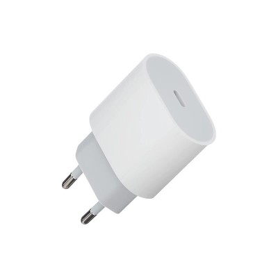 Incarcator compatibil Apple 20W Fast Charge, iPhone, fara cablu, alimentator retea fast charge, port USB-C, culoarea alba foto