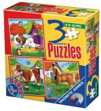 Set 3 puzzle-uri magnetice - Animale | D-Toys