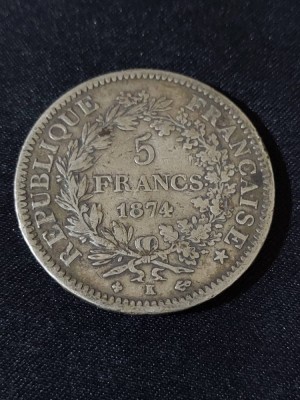 Franța 1874 K - 5 Franci - Monedă de argint #3 foto