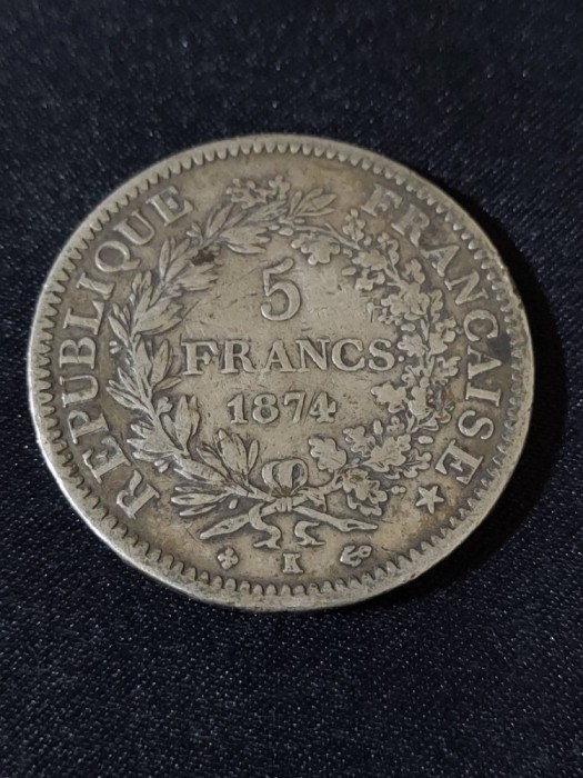 Franța 1874 K - 5 Franci - Monedă de argint #3