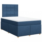 Cumpara ieftin Pat box spring cu saltea, albastru, 120x200 cm, textil
