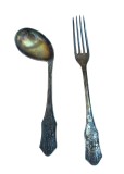 SET VINTAGE DE TAC&Acirc;MURI DIN METAL ARGINTAT argintat