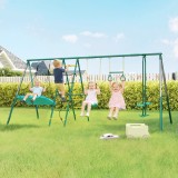 AIYAPLAY Cadru 5-&icirc;n-1 pentru leagăn cu leagăn-tip-cuib reglabil, inele de gimnastică, scaun dublu, cadru de cățărare pentru 3-8 ani 440x175x203 cm | A