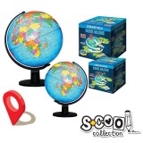 Glob Pamantesc cu Lumina S-COOL, 20 cm, Harta Politica, Rotire Verticala, Ideal Educativ, Engleza