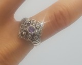 Superb inel vintage din argint ,marcasite si ametist