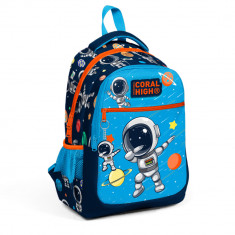 Ghiozdan cu 3 compartimente, Coral High, model astronauti