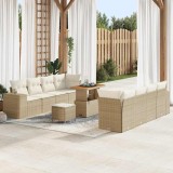 Set de Sofa pentru Grădină pe 11 Piese cu Perne Bej Poli Ratan Acacia