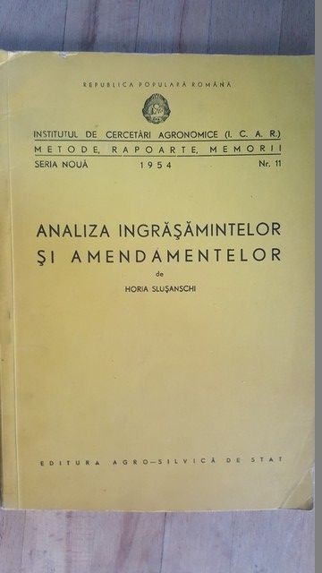 Analiza ingrasamintelor si amendamentelor- Horia Slusanschi