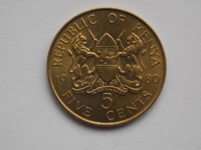 5 CENTS 1980 KENYA foto