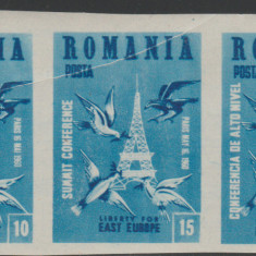 1959 Romania Exil, Marile puteri triptic cu eroare pliu tipografic, anticomunism