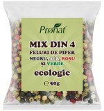 Mix din 4 Feluri de Piper Bio Negru, Alb, Rosu si Verde 50 grame Pronat