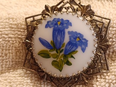 LIMOGES MEDALION TOPORASI pictat manual pe PORTELAN splendid IMPECABIL manopera EXCEPTIONALA FRANTA aprox 1920 foto