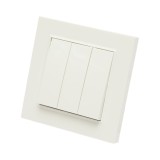 Intrerupator triplu alb &icirc;ncastrat 10AX, 220V, ABS, 80x80 mm