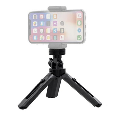 Mini trepied pentru telefon si camera GoPro culoare neagra, potrivit pentru TikTok, Vlog foto