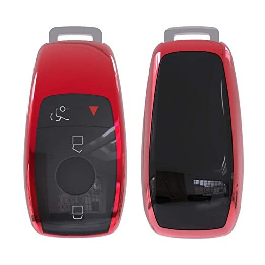 Husa Cheie Smartkey Mercedes Benz 3 Butoane ROSIE TPU+PC Model Nou