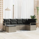 vidaXL Set Canapea Grădină 6 Piese Gri deschis cu perne din ratan sintetic
