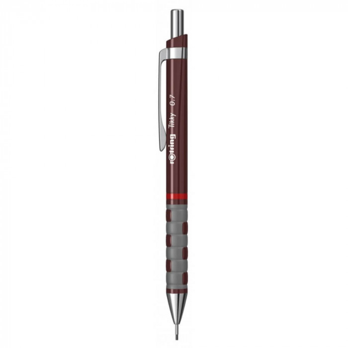 Creion Mecanic Tikky Rotring, Mina 0.7 mm, Burgundi, Corp din Plastic, Radiera, Creion Mecanic Tikky, Creioane Mecanice Tikky, Creion Mecanic pentru S