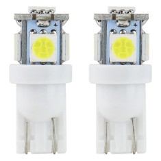 Bec LED T10 W5W 12V alb, 5 SMD 5050, AMIO, set 2 buc pentru pozitie auto