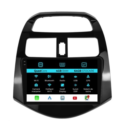 Navigatie Dedicata Chevrolet Spark (2009-2015), QuadCore, 9Inch, 4Gb Ram, 64Gb Stocare, Carplay foto