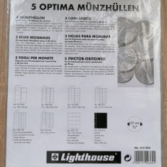 Set 5 folii Optima pentru 54 monede cu diametru maxim 20 mm