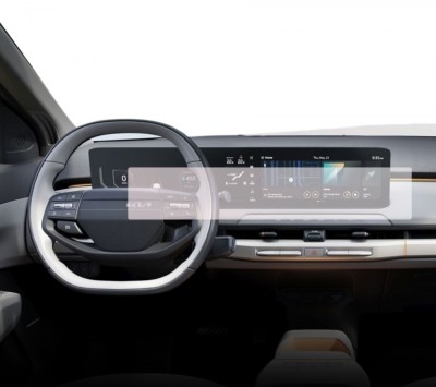 Folie Protectie Navigatie Kia EV3 2024+, Duragon, protectie Display Navigatie si Ceasuri de Bord, silicon Transparent, Anti-zgarieturi, kit instalare foto