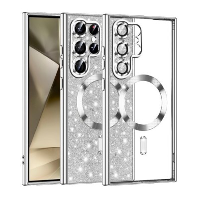 Husa pentru Samsung Galaxy S22 Ultra 5G - Techsuit Luxury Glitter MagSafe - Silver foto
