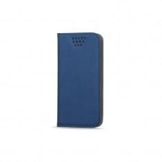 Husa piele Case Smart Magnet pentru telefon 4.7 - 5.3 inci, dimensiuni interioare 145 x 75 mm, bleumarin