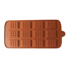 Forma silicon pentru ciocolata in patratele, 12 cavitati, Maro, 21 cm, 437COF