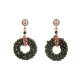 Cumpara ieftin Cercei Argint 925 placati Aur Roz, Agat Negru, Zirconiu, Taietura Briliant, 3.8cm, Made in Italy, Cutie Cadou