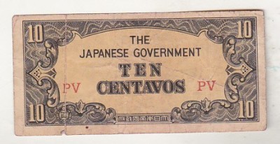 bnk bn Filipine 10 Centavos (Japanese Government) ND (1942) foto